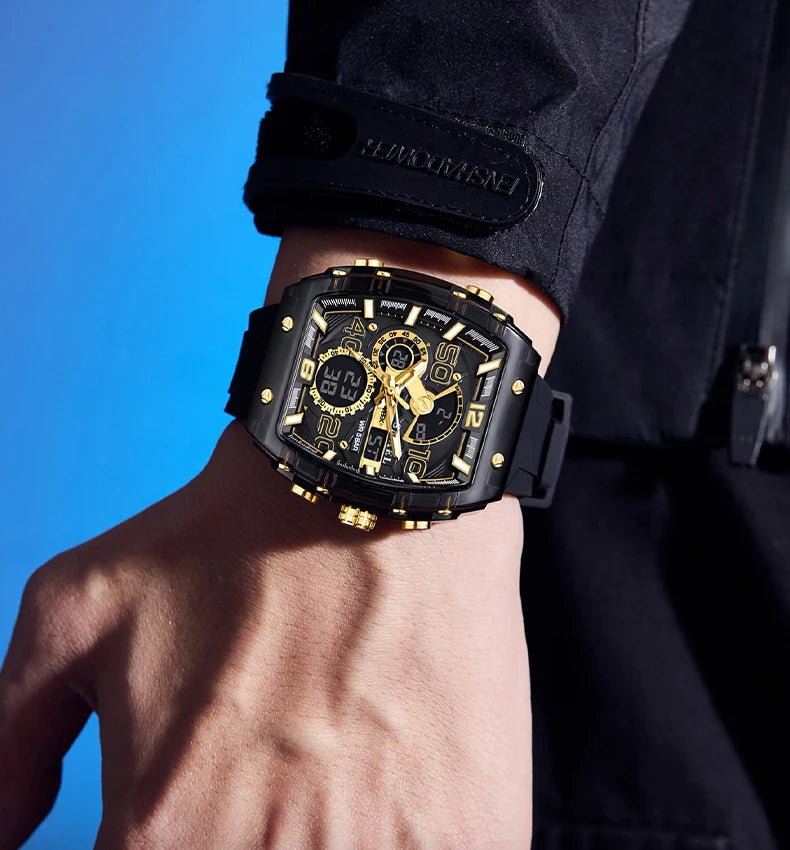 Montre électronique mode carré double affichage étanche lumineux multicolore pour hommes - FoytiShop