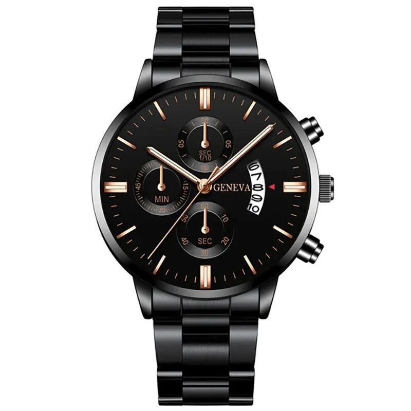 Montre en acier inoxydable calendrier de luxe Montre - bracelet à Quartz hommes - FoytiShop