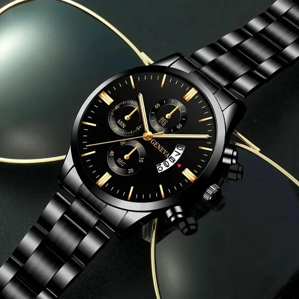 Montre en acier inoxydable calendrier de luxe Montre - bracelet à Quartz hommes - FoytiShop