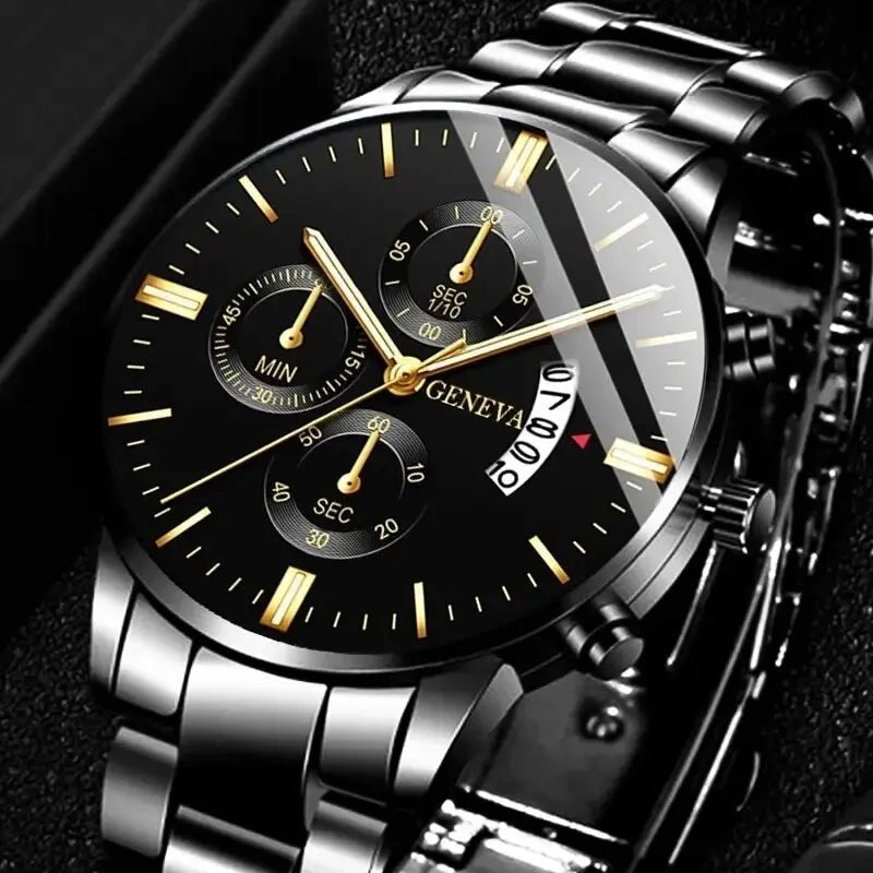 Montre en acier inoxydable calendrier de luxe Montre - bracelet à Quartz hommes - FoytiShop