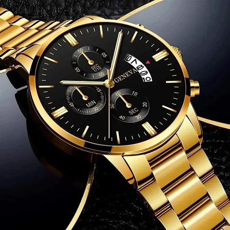 Montre en acier inoxydable calendrier de luxe Montre - bracelet à Quartz hommes - FoytiShop
