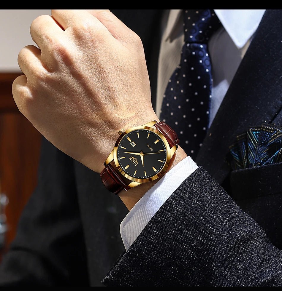 Montre haut de gamme de luxe militaire Montre à Quartz pour hommes mode cuir étanche sport chronographe - FoytiShop