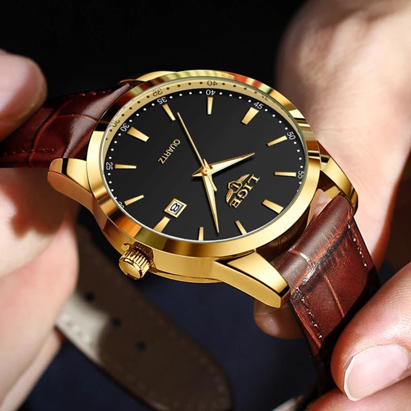 Montre haut de gamme de luxe militaire Montre à Quartz pour hommes mode cuir étanche sport chronographe - FoytiShop