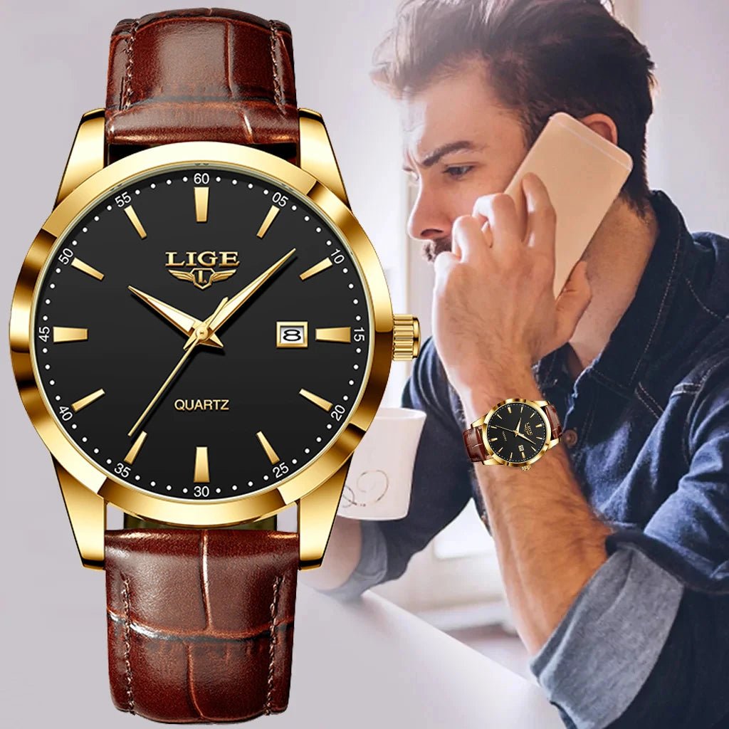 Montre haut de gamme de luxe militaire Montre à Quartz pour hommes mode cuir étanche sport chronographe - FoytiShop
