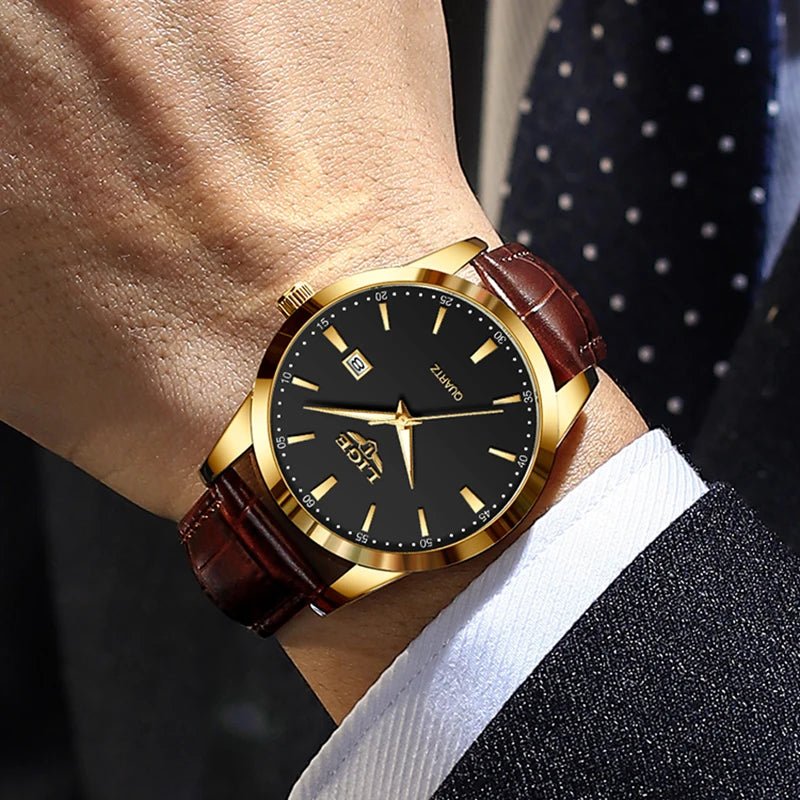 Montre haut de gamme de luxe militaire Montre à Quartz pour hommes mode cuir étanche sport chronographe - FoytiShop
