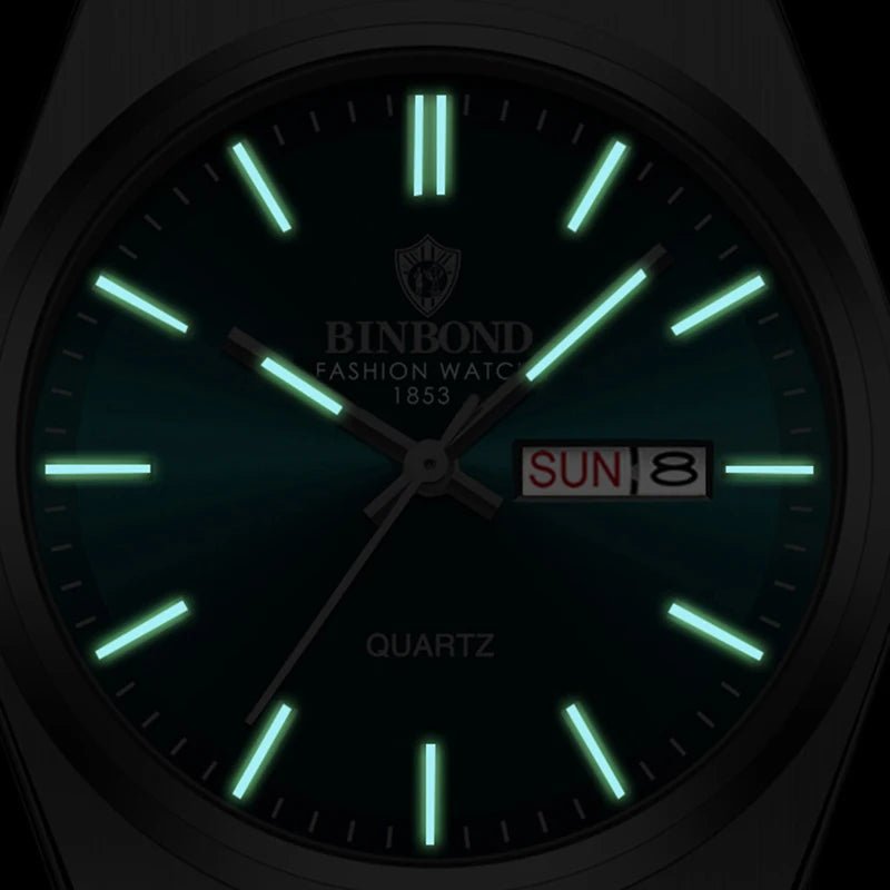 Montre Homme Affaires Loisirs Quartz Acier Inoxydable - Étanche Calendrier Lumineux - FoytiShop