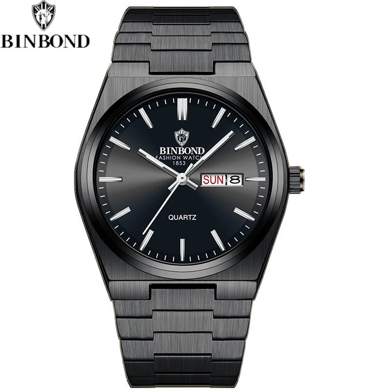 Montre Homme Affaires Loisirs Quartz Acier Inoxydable - Étanche Calendrier Lumineux - FoytiShop