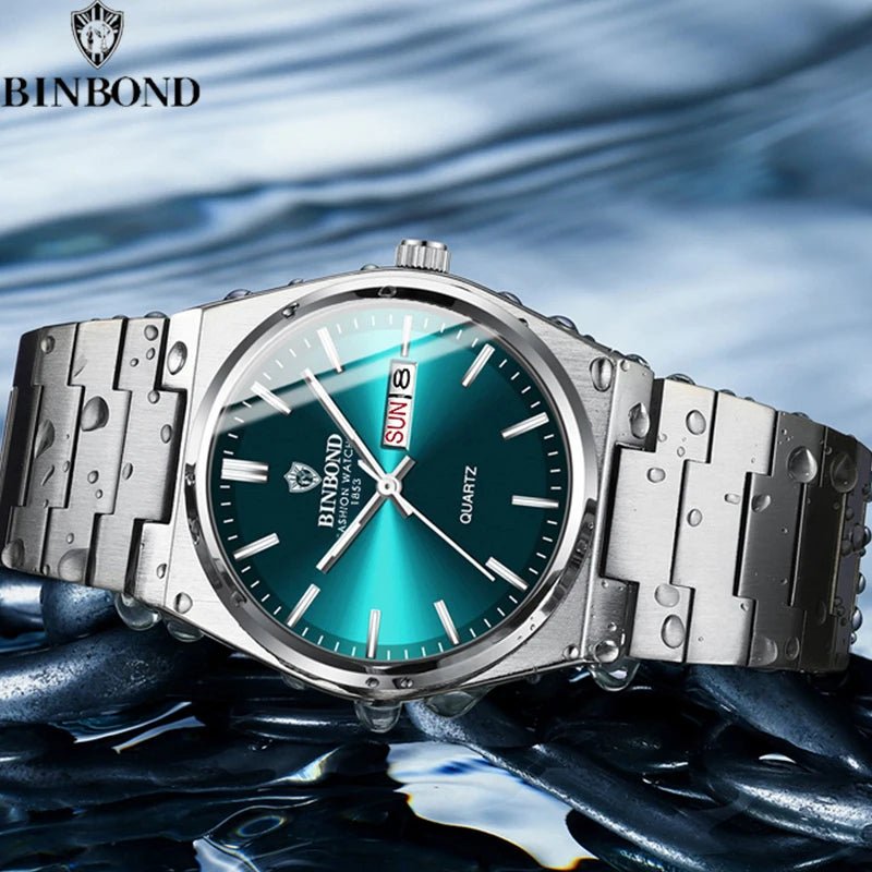 Montre Homme Affaires Loisirs Quartz Acier Inoxydable - Étanche Calendrier Lumineux - FoytiShop