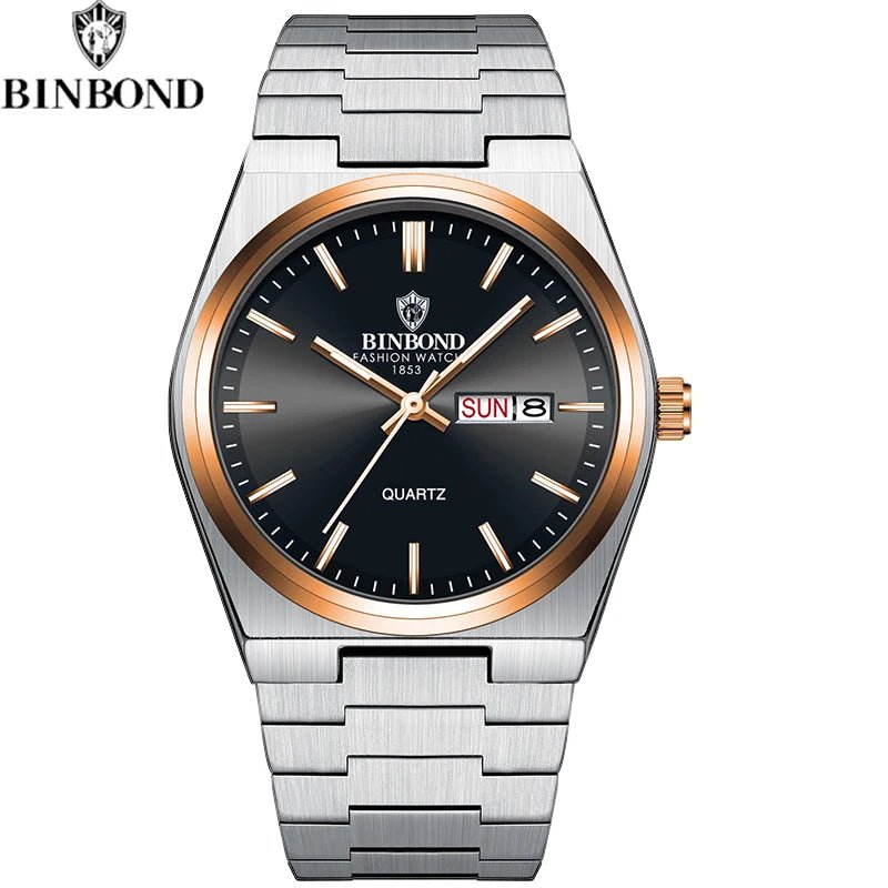 Montre Homme Affaires Loisirs Quartz Acier Inoxydable - Étanche Calendrier Lumineux - FoytiShop