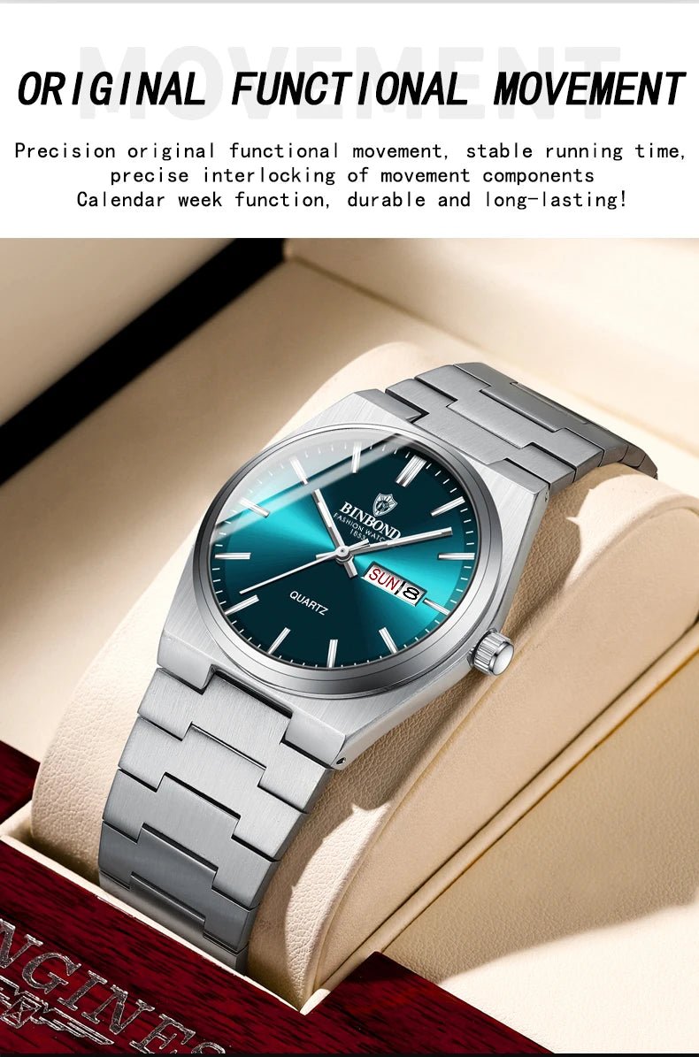 Montre Homme Affaires Loisirs Quartz Acier Inoxydable - Étanche Calendrier Lumineux - FoytiShop