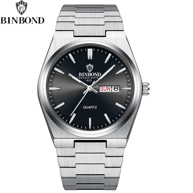Montre Homme Affaires Loisirs Quartz Acier Inoxydable - Étanche Calendrier Lumineux - FoytiShop