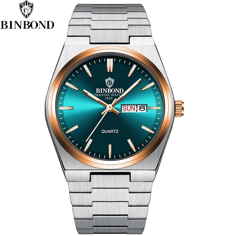 Montre Homme Affaires Loisirs Quartz Acier Inoxydable - Étanche Calendrier Lumineux - FoytiShop