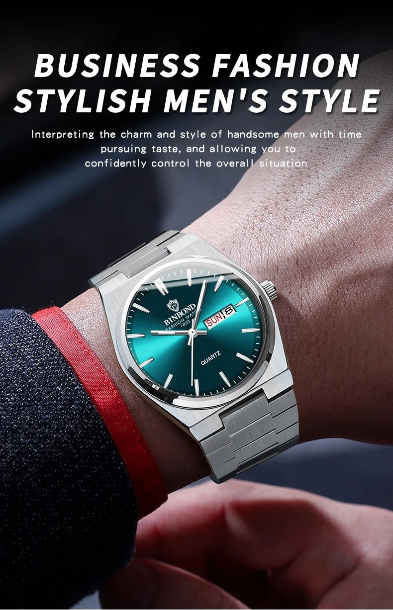 Montre Homme Affaires Loisirs Quartz Acier Inoxydable - Étanche Calendrier Lumineux - FoytiShop