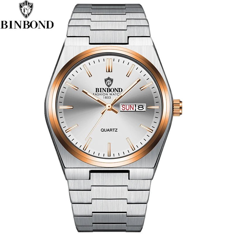 Montre Homme Affaires Loisirs Quartz Acier Inoxydable - Étanche Calendrier Lumineux - FoytiShop