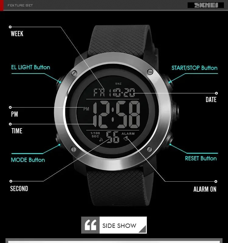 Montre hommes réveil mode Montre numérique - FoytiShop