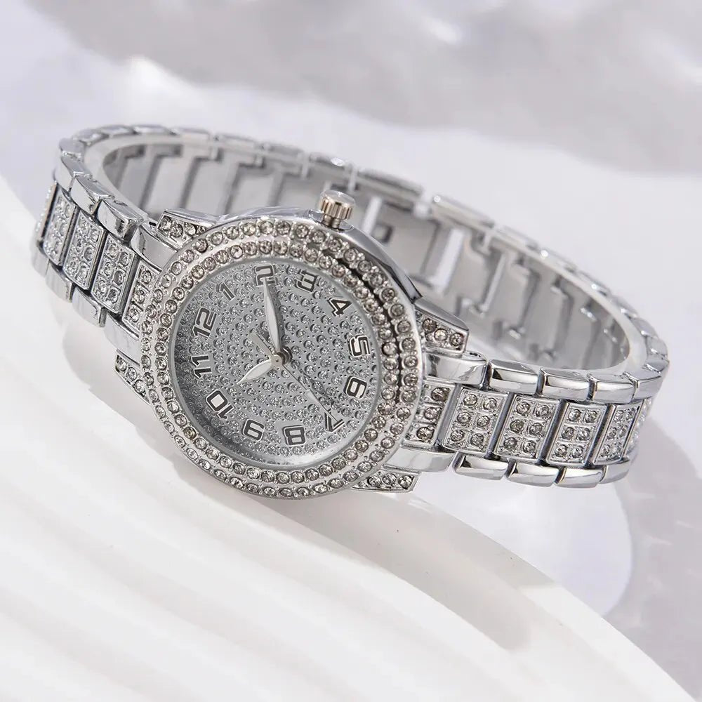 Montre Luxe Cristal Quartz Femme - Alliage Élégant Cadeau (6 pcs) - FoytiShop