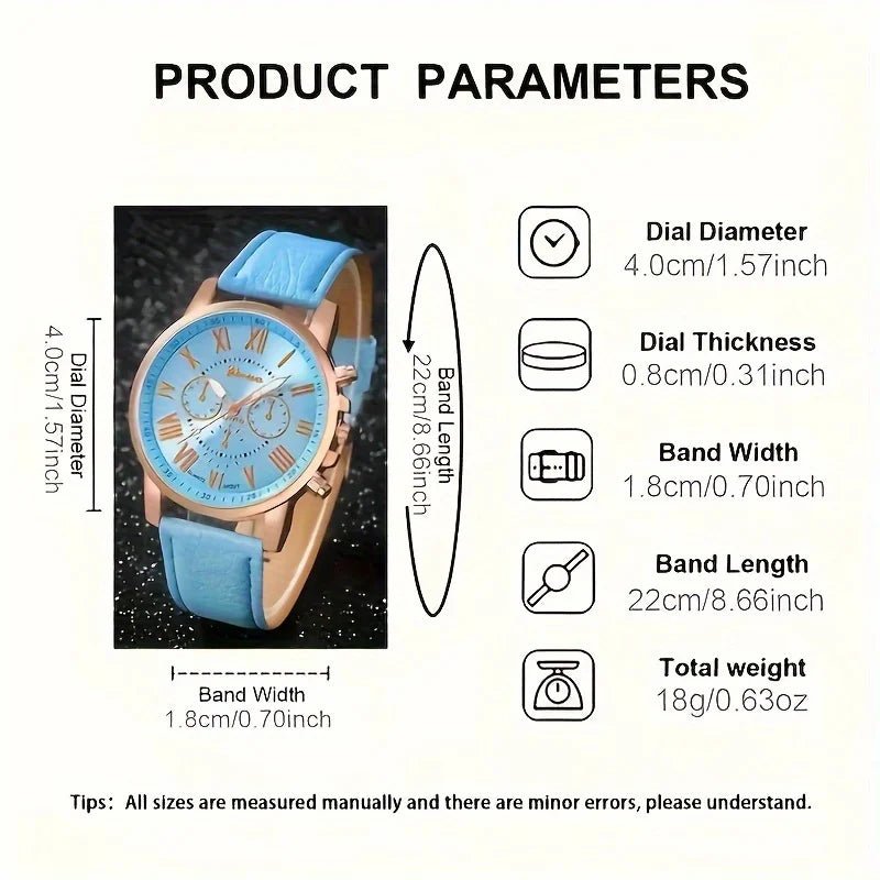 ⌚ Montre Quartz et Ensemble Bijoux Mode - Bracelet Cuir PU - FoytiShop