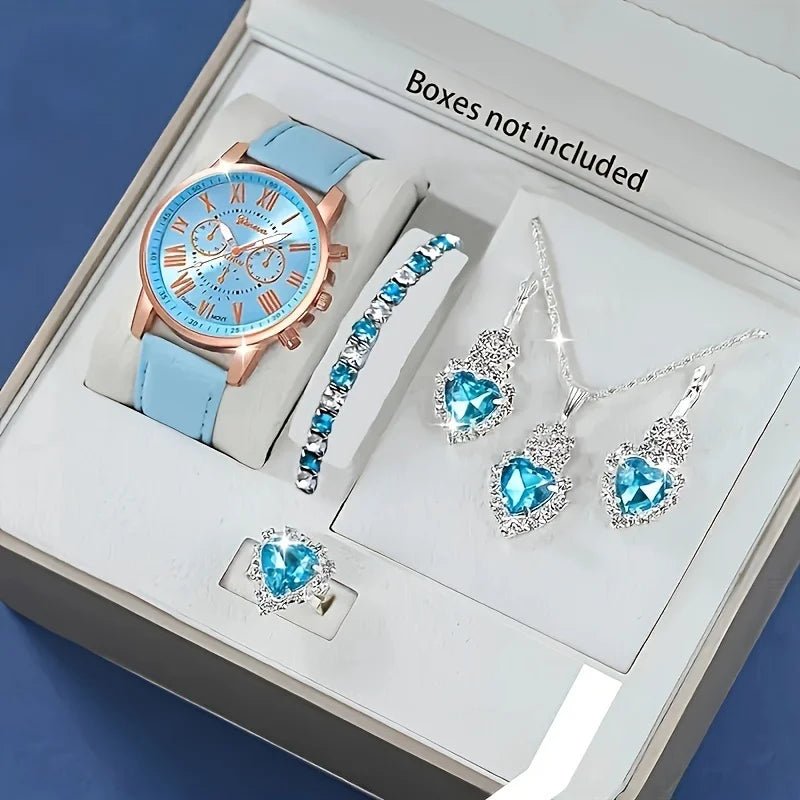 ⌚ Montre Quartz et Ensemble Bijoux Mode - Bracelet Cuir PU - FoytiShop