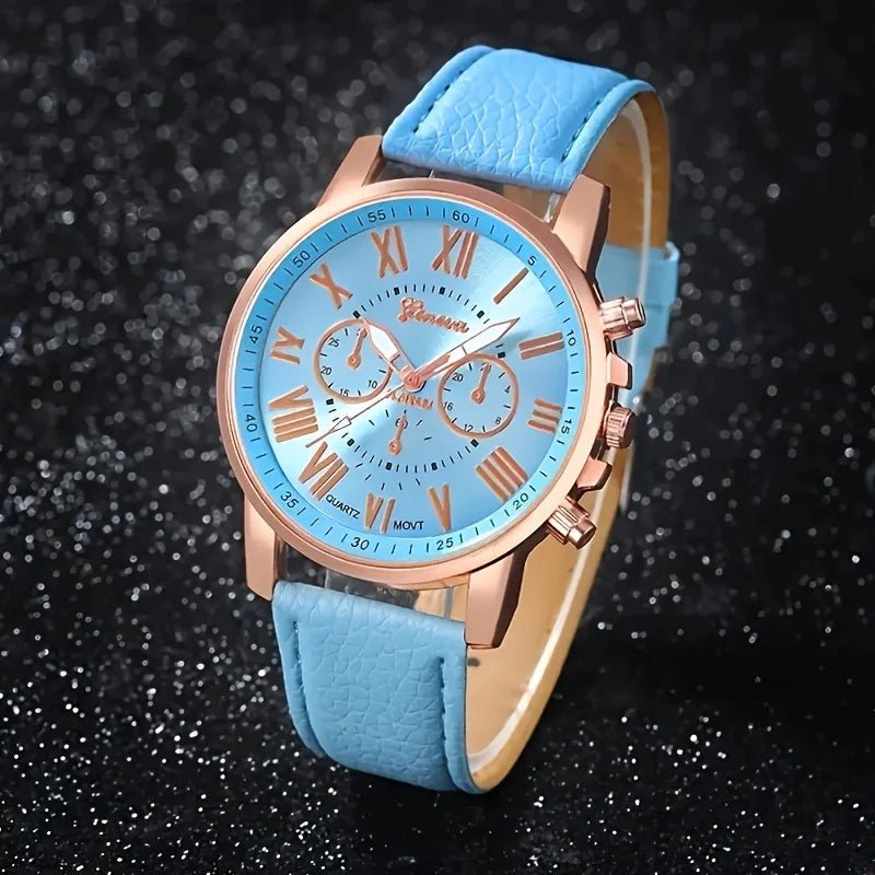 ⌚ Montre Quartz et Ensemble Bijoux Mode - Bracelet Cuir PU - FoytiShop