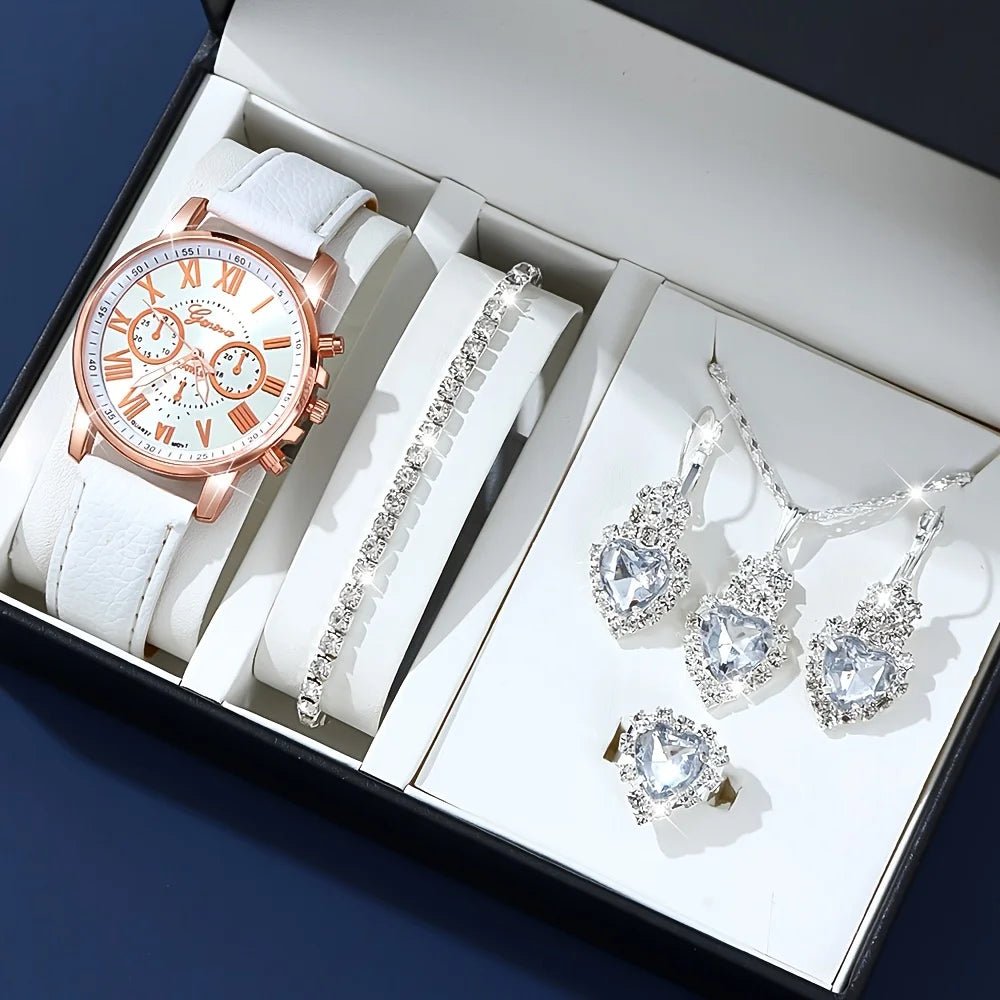 ⌚ Montre Quartz et Ensemble Bijoux Mode - Bracelet Cuir PU - FoytiShop
