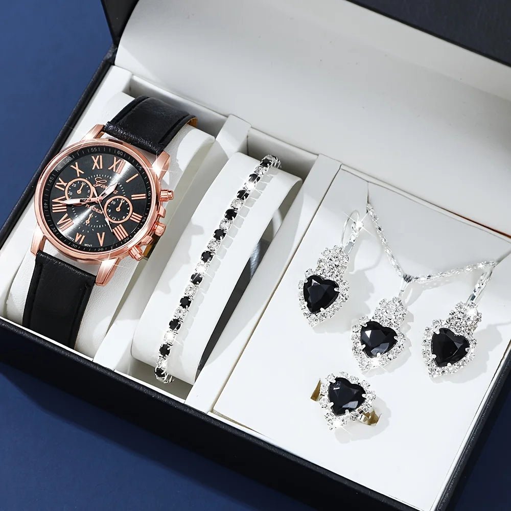 ⌚ Montre Quartz et Ensemble Bijoux Mode - Bracelet Cuir PU - FoytiShop