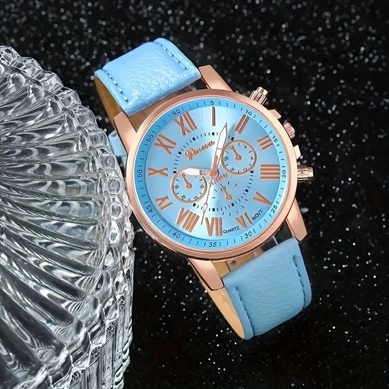 ⌚ Montre Quartz et Ensemble Bijoux Mode - Bracelet Cuir PU - FoytiShop