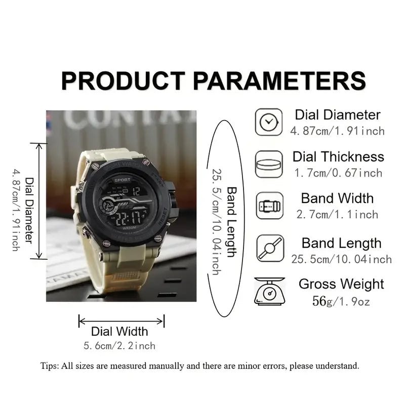 Montre Sport Multifonction LED Étanche Homme - Numérique Grand Cadran - FoytiShop
