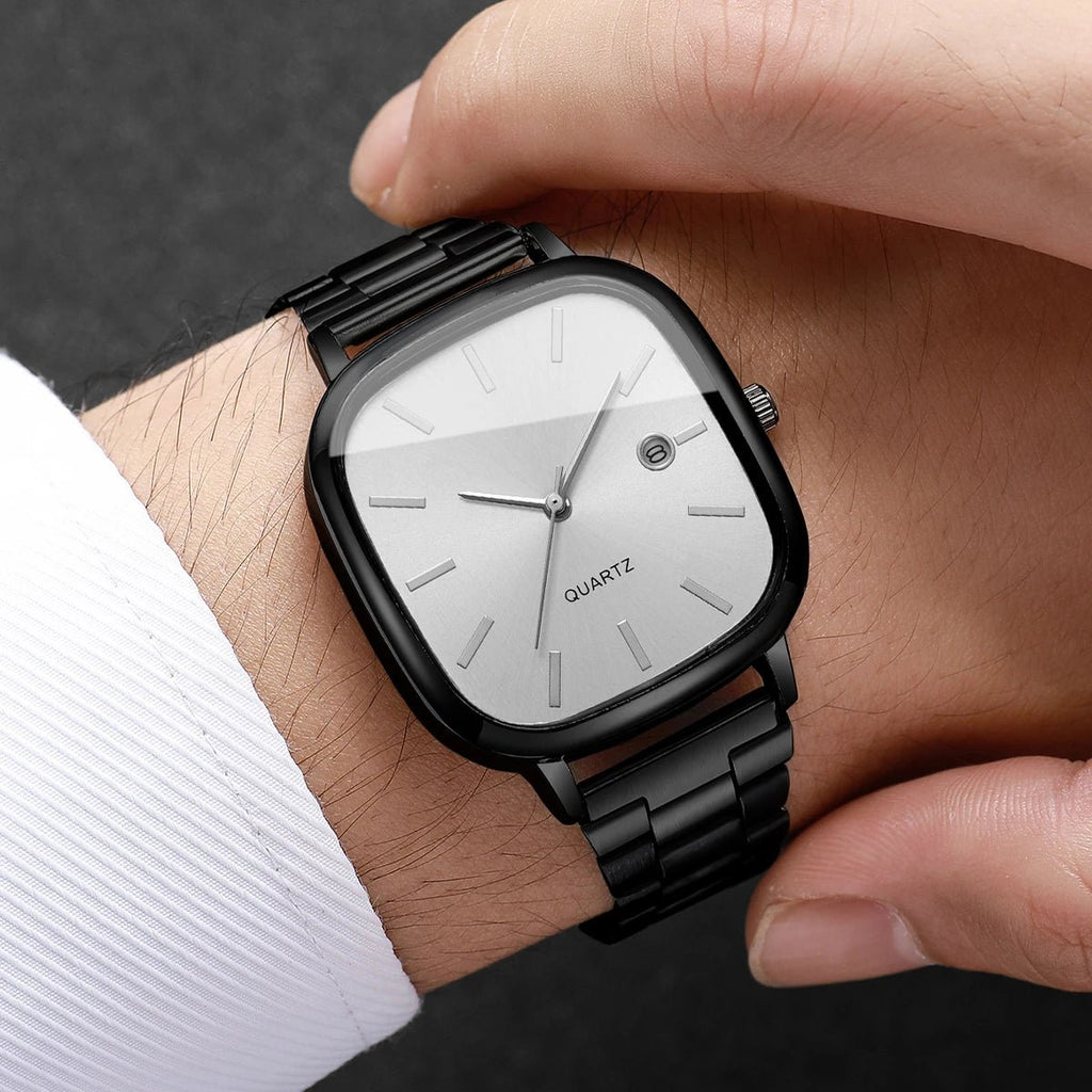 Montres d'affaires carrées pour hommes, montre à Quartz avec calendrier analogique - FoytiShop