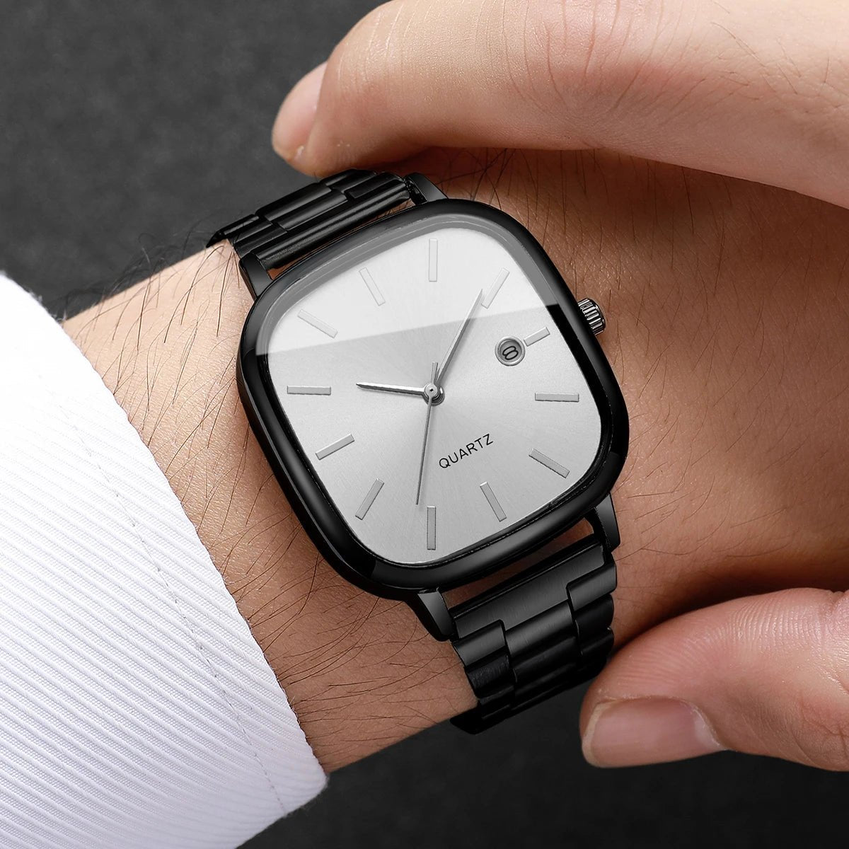 Montres d'affaires carrées pour hommes, montre à Quartz avec calendrier analogique - FoytiShop