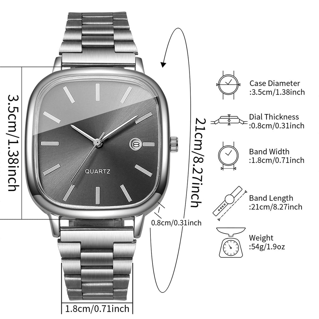 Montres d'affaires carrées pour hommes, montre à Quartz avec calendrier analogique - FoytiShop