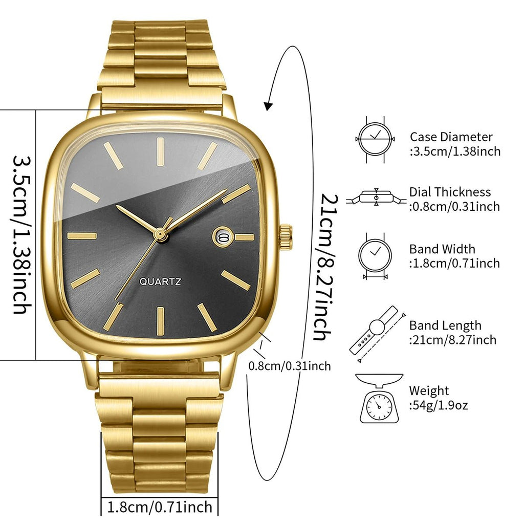 Montres d'affaires carrées pour hommes, montre à Quartz avec calendrier analogique - FoytiShop
