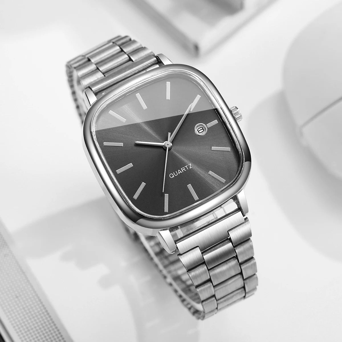 Montres d'affaires carrées pour hommes, montre à Quartz avec calendrier analogique - FoytiShop