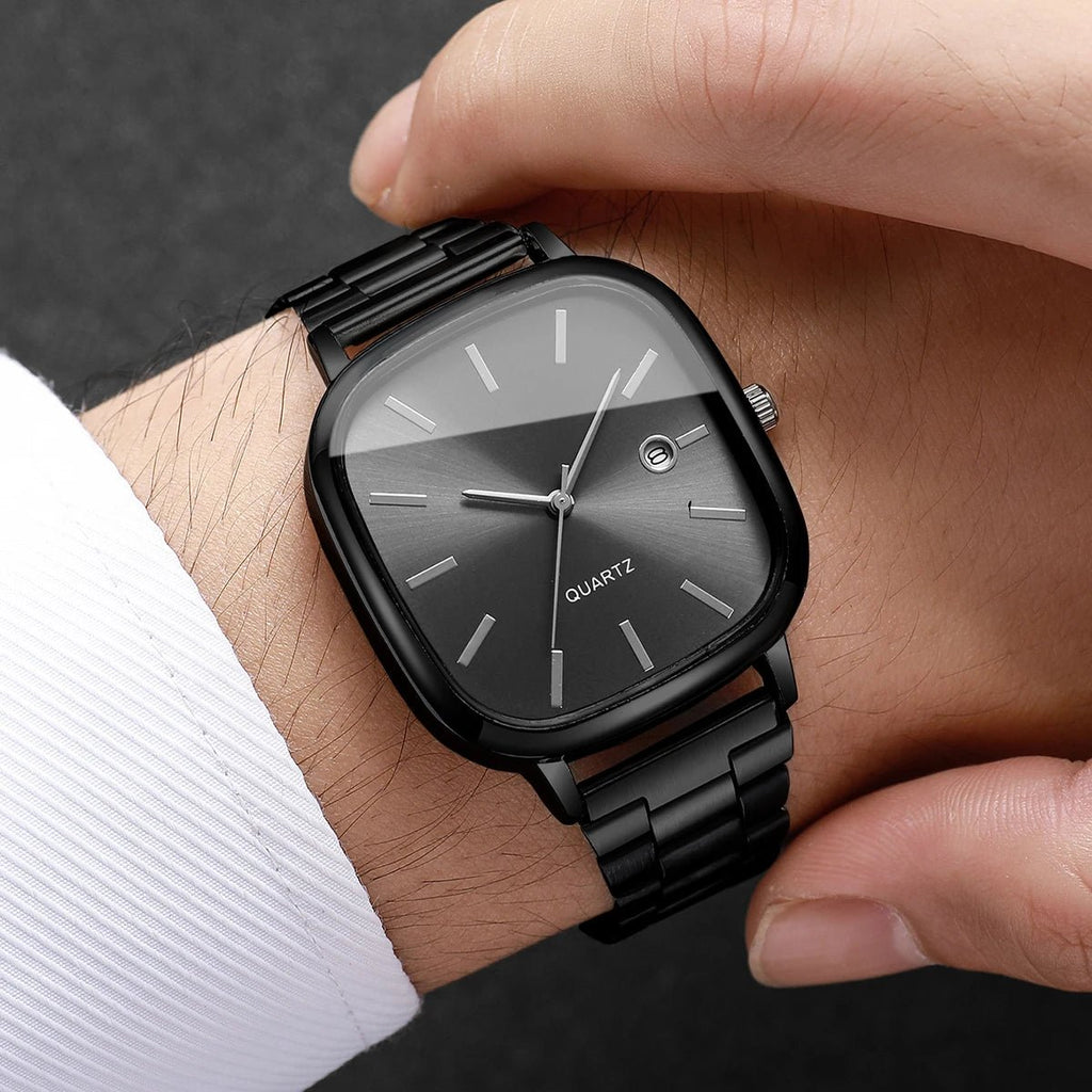 Montres d'affaires carrées pour hommes, montre à Quartz avec calendrier analogique - FoytiShop