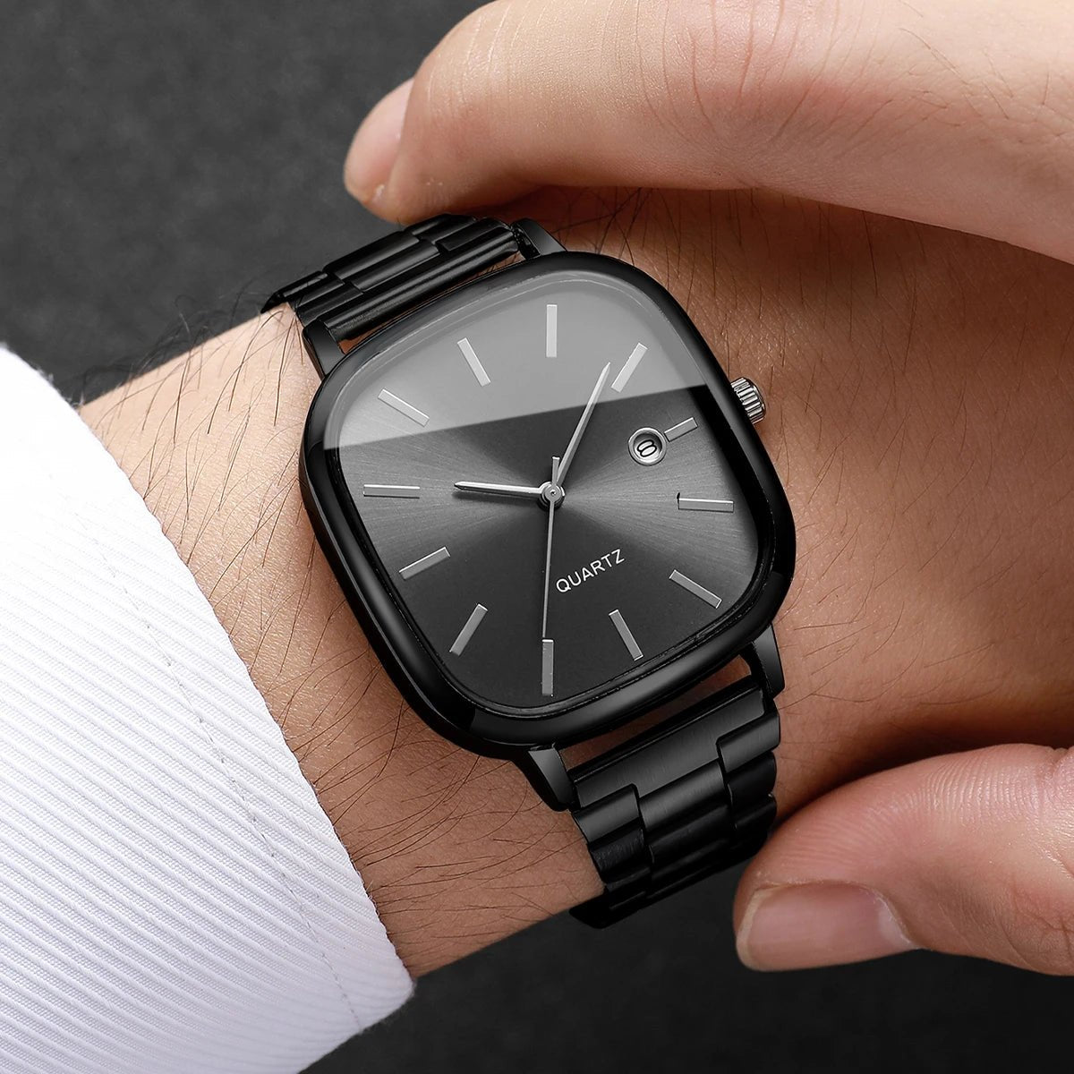 Montres d'affaires carrées pour hommes, montre à Quartz avec calendrier analogique - FoytiShop