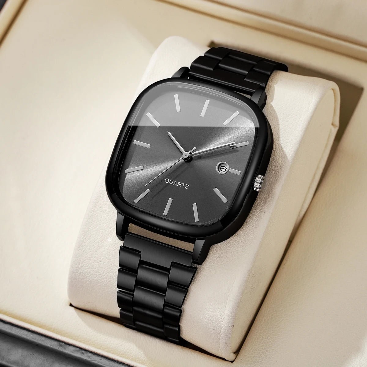 Montres d'affaires carrées pour hommes, montre à Quartz avec calendrier analogique - FoytiShop