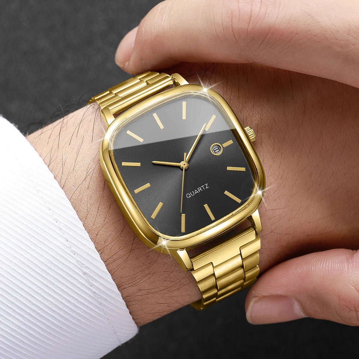 Montres d'affaires carrées pour hommes, montre à Quartz avec calendrier analogique - FoytiShop