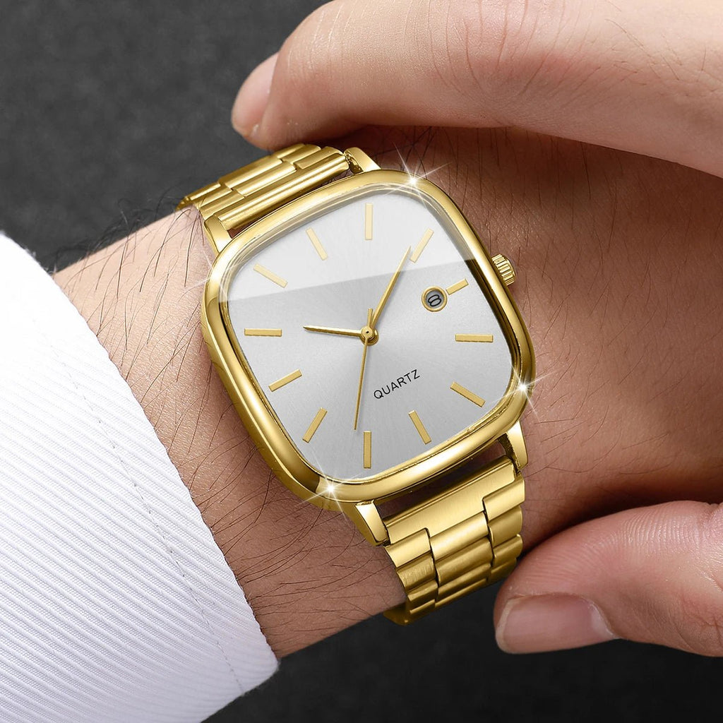 Montres d'affaires carrées pour hommes, montre à Quartz avec calendrier analogique - FoytiShop
