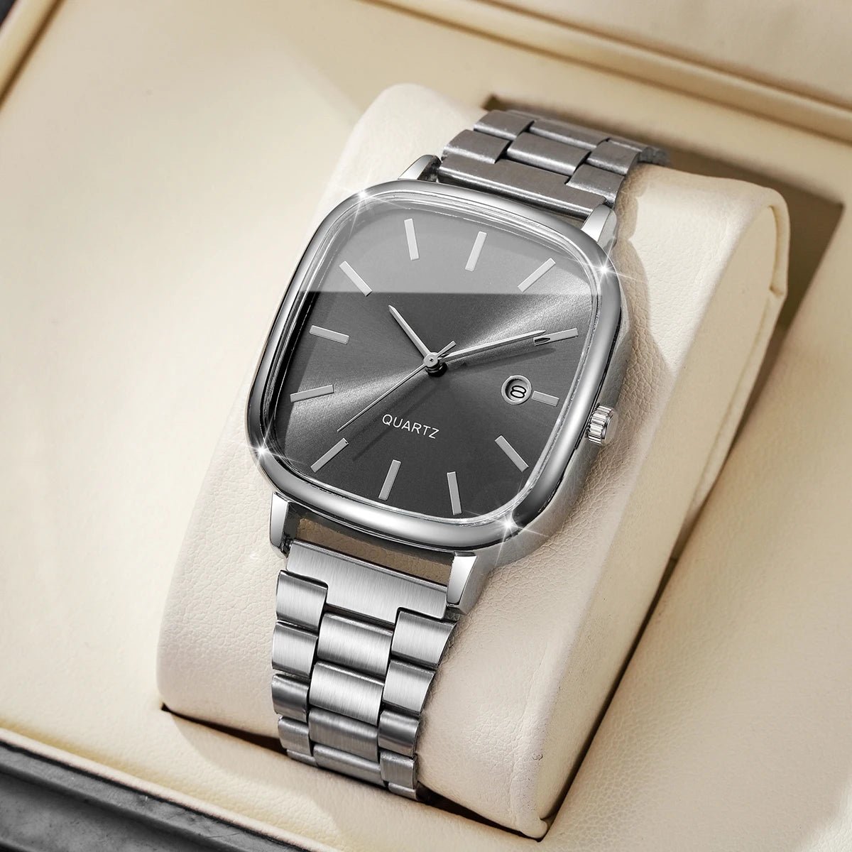 Montres d'affaires carrées pour hommes, montre à Quartz avec calendrier analogique - FoytiShop