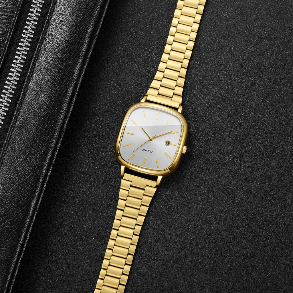 Montres d'affaires carrées pour hommes, montre à Quartz avec calendrier analogique - FoytiShop