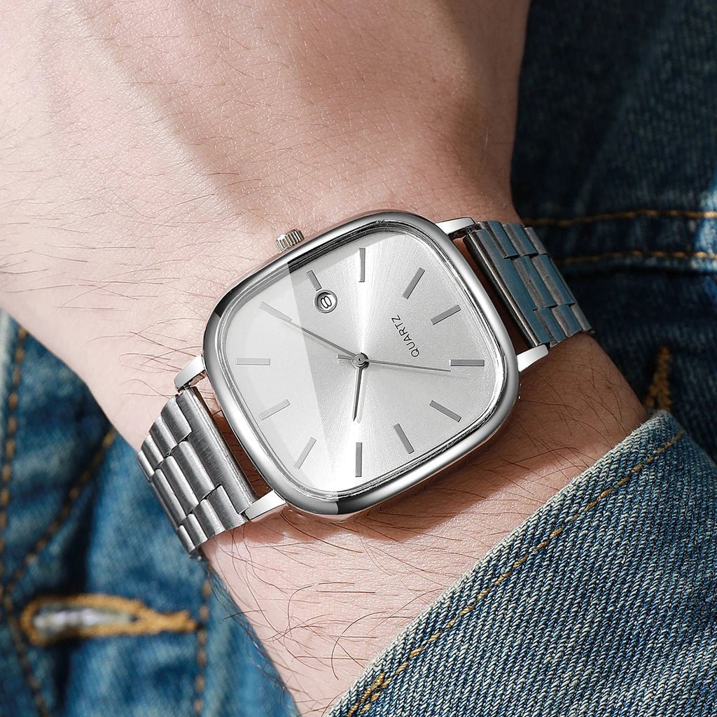 Montres d'affaires carrées pour hommes, montre à Quartz avec calendrier analogique - FoytiShop