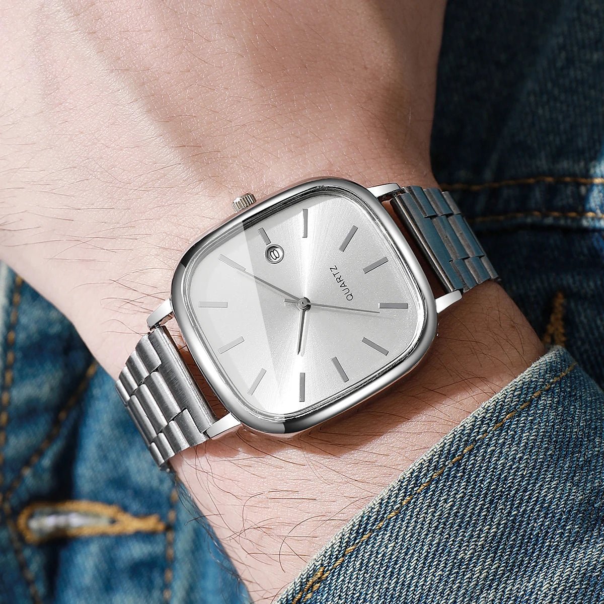 Montres d'affaires carrées pour hommes, montre à Quartz avec calendrier analogique - FoytiShop