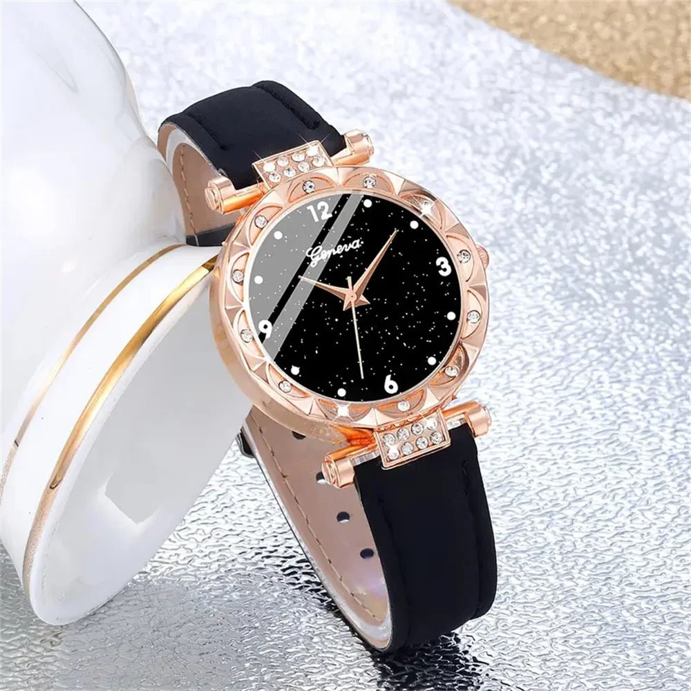Montres pour femmes 5 pièces ensemble de luxe strass femmes mode élégante - FoytiShop