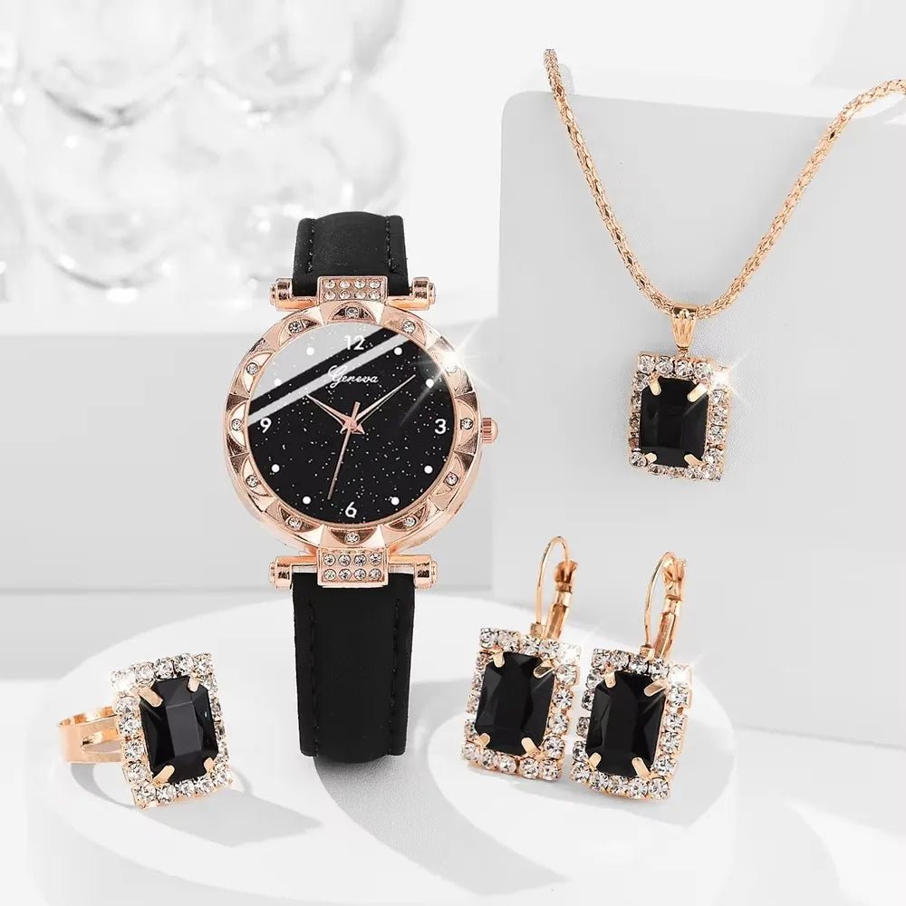 Montres pour femmes 5 pièces ensemble de luxe strass femmes mode élégante - FoytiShop