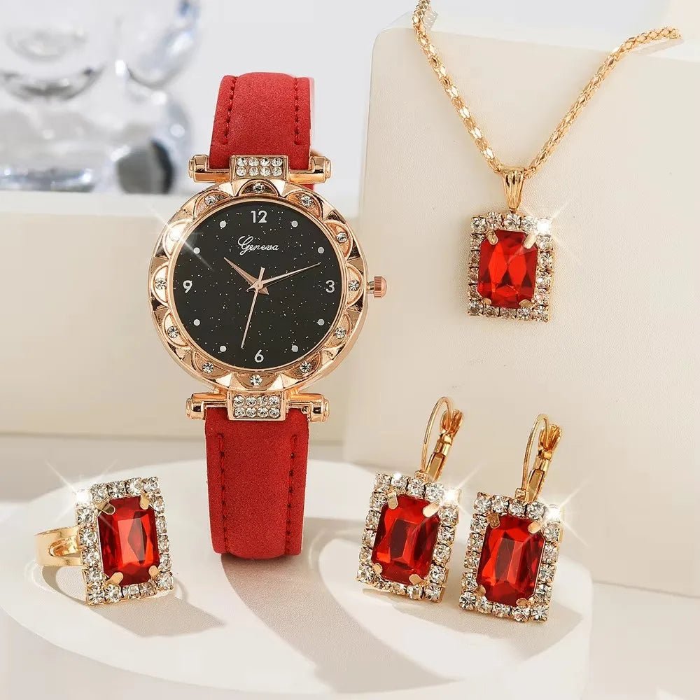 Montres pour femmes 5 pièces ensemble de luxe strass femmes mode élégante - FoytiShop