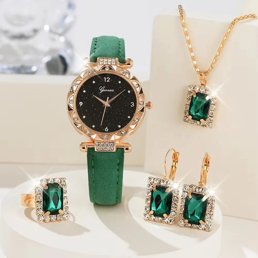 Montres pour femmes 5 pièces ensemble de luxe strass femmes mode élégante - FoytiShop