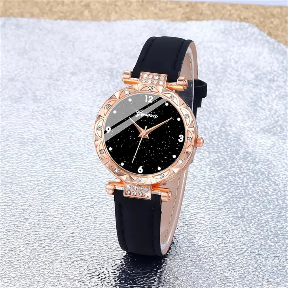 Montres pour femmes 5 pièces ensemble de luxe strass femmes mode élégante - FoytiShop