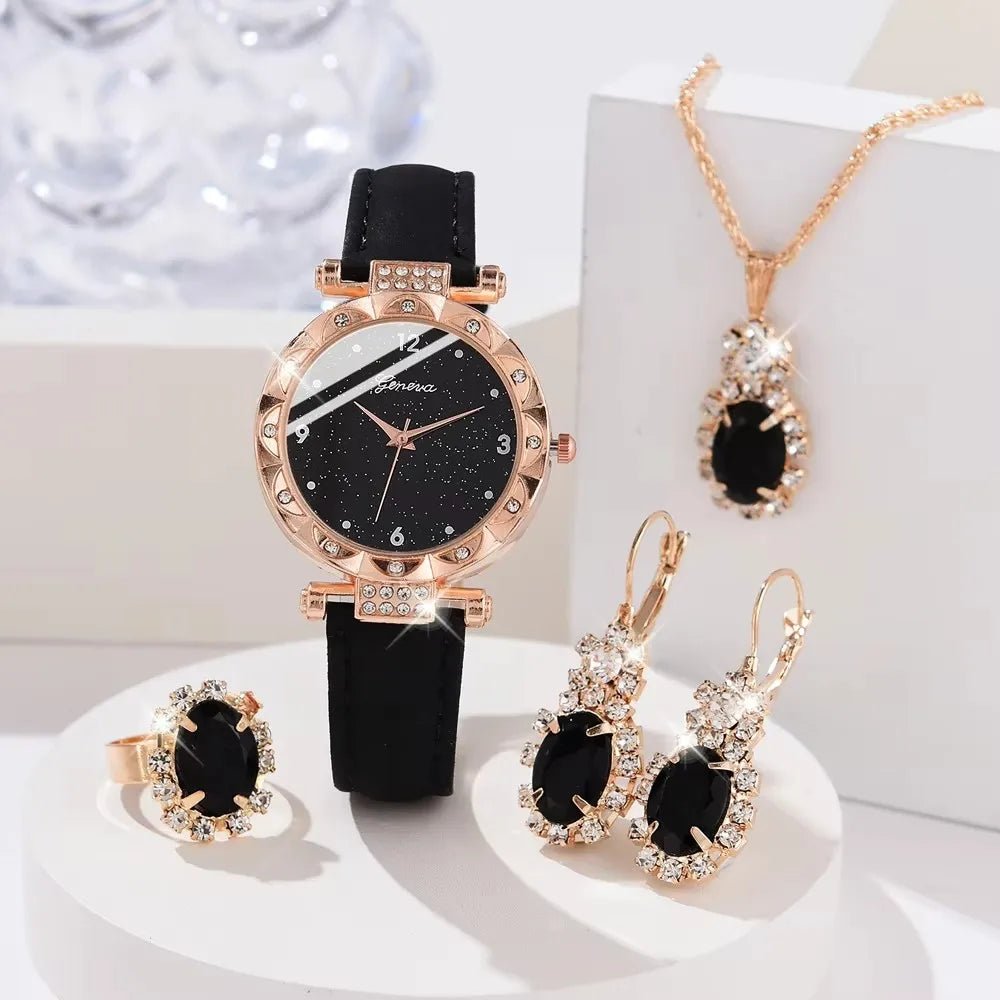 Montres pour femmes 5 pièces ensemble de luxe strass femmes mode élégante - FoytiShop