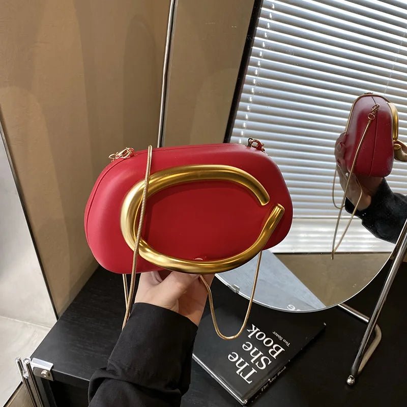 Nouvelle pochette poignée en métal Design sac de soirée boîte ronde - FoytiShop