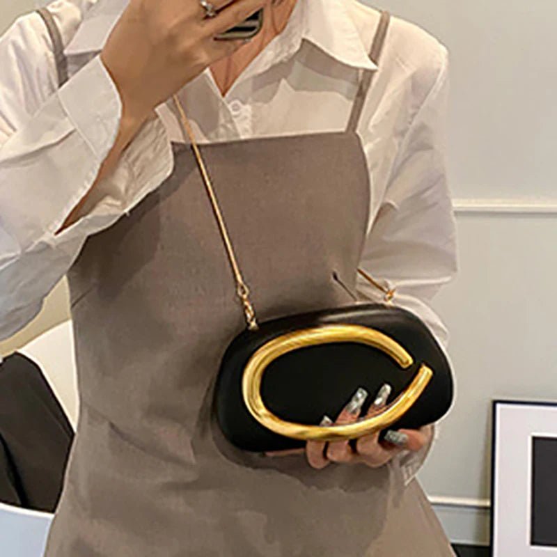 Nouvelle pochette poignée en métal Design sac de soirée boîte ronde - FoytiShop