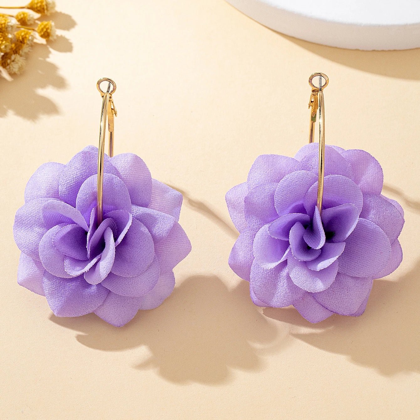 🌸 Paire de Boucles d'Oreilles Tissu Fleurs 3D Femme - Design Unique - FoytiShop